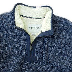 Orvis Navy and Cream Zip-Up Sweater